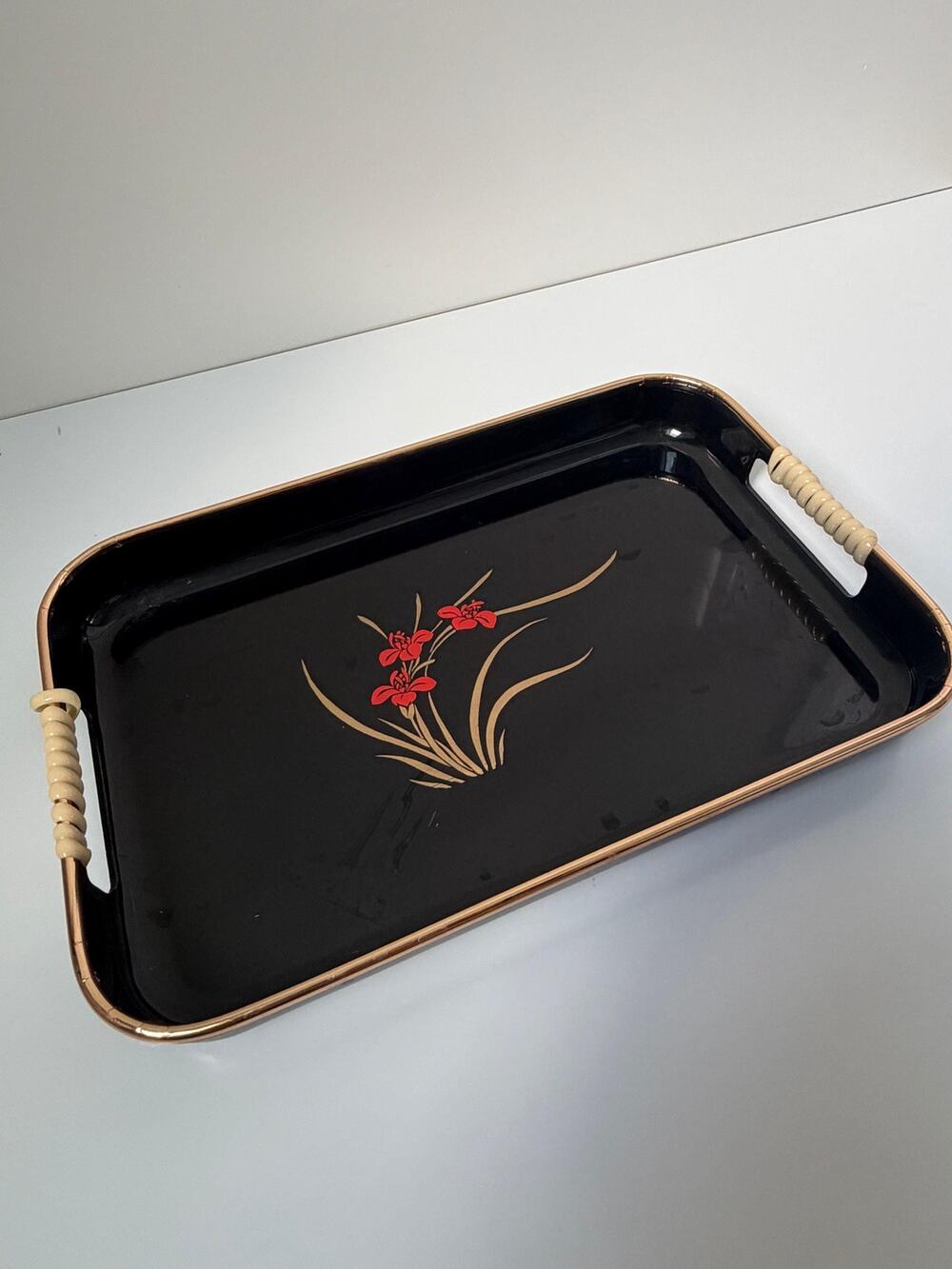 Vintage Small Japanese Floral Tray Mid Century